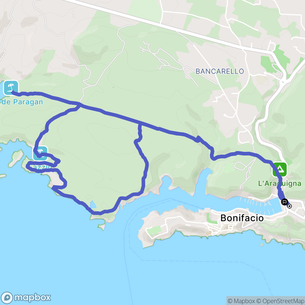 Bonifacio : carte du parcours de randonnée - France