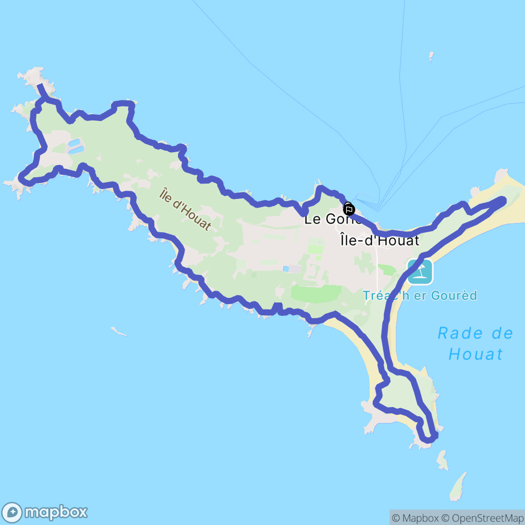 Île de Houat : carte du parcours de randonnée - France