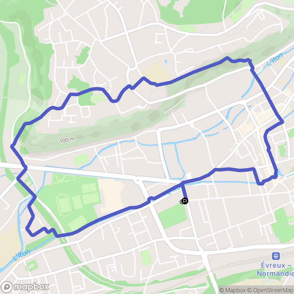Évreux : carte du parcours de randonnée - France