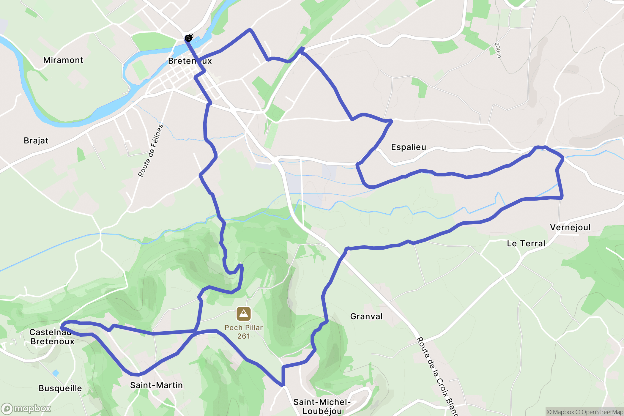Biars-sur-Cère : carte du parcours de randonnée - France