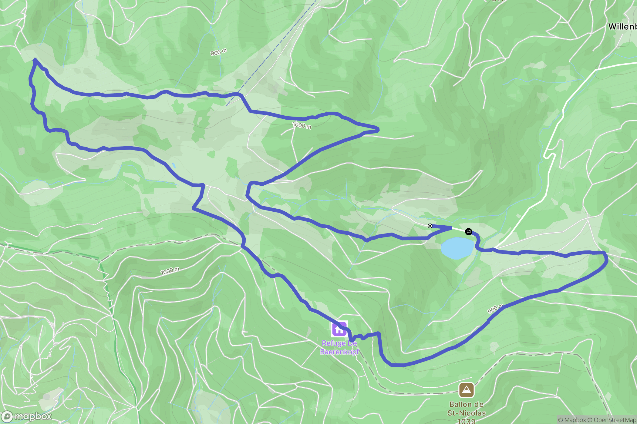 Kirchberg : carte du parcours de randonnée - France