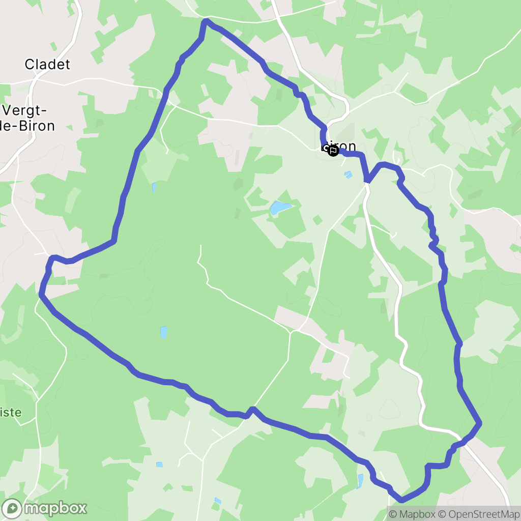 Biron : carte du parcours de randonnée - France