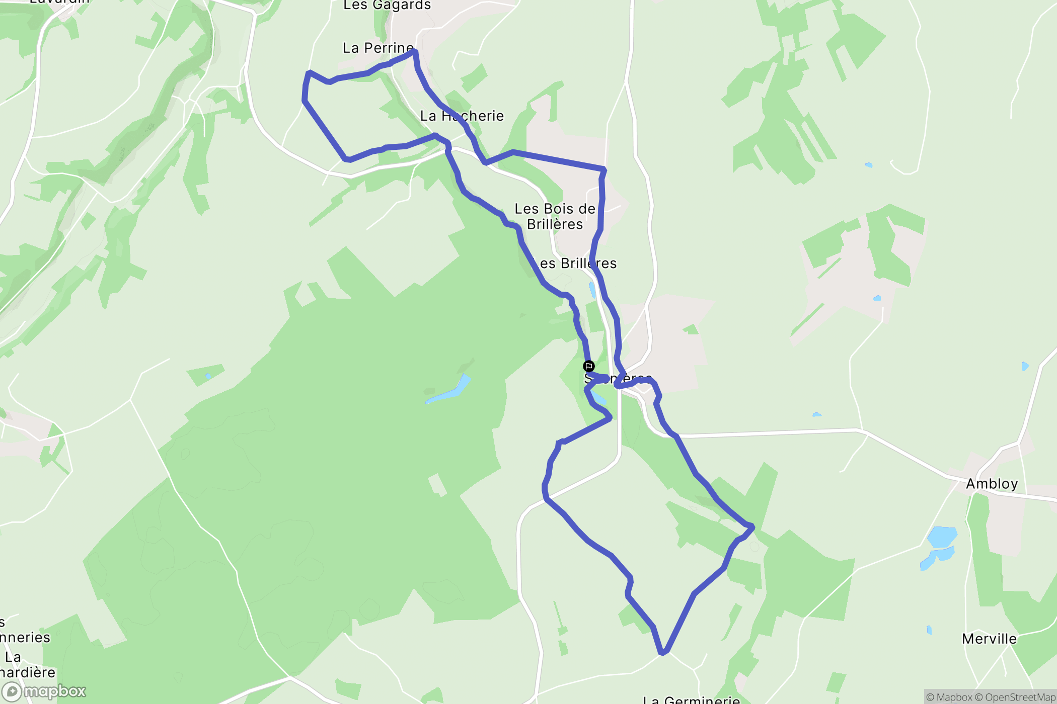 Sasnières : carte du parcours de randonnée - France
