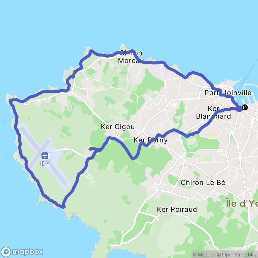Port-Joinville (île d'Yeu) : carte du parcours de randonnée - France