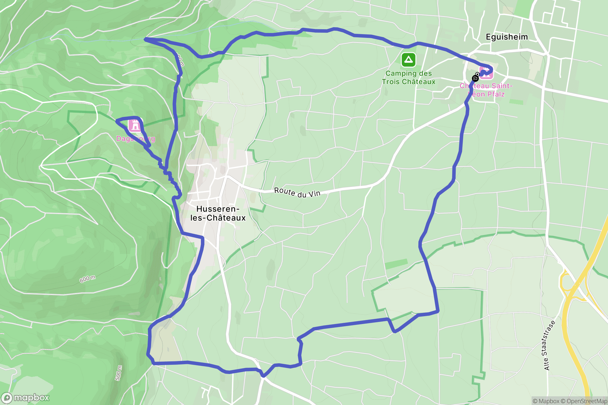 Eguisheim : carte du parcours de randonnée - France