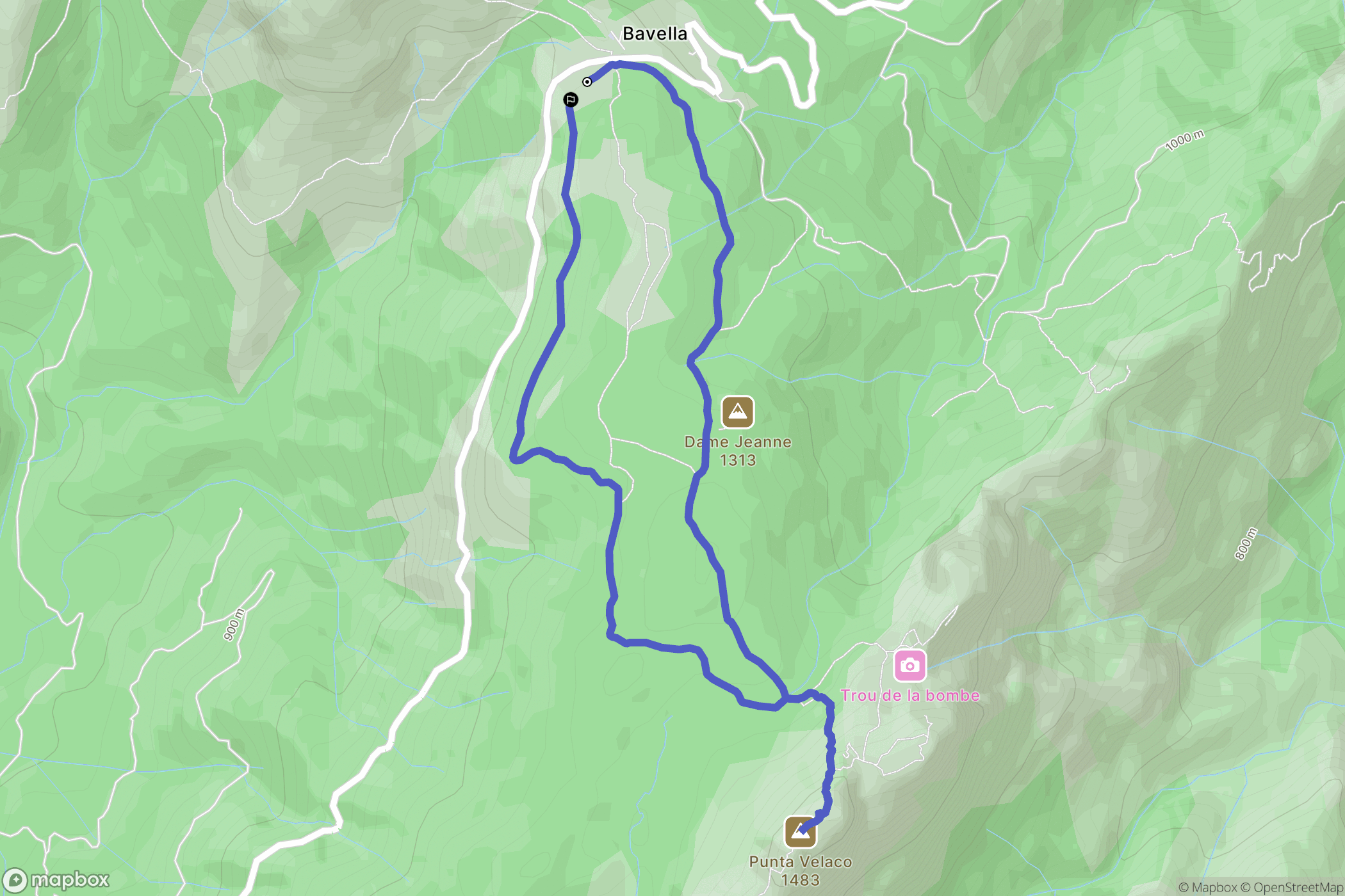 Bavella : carte du parcours de randonnée - France
