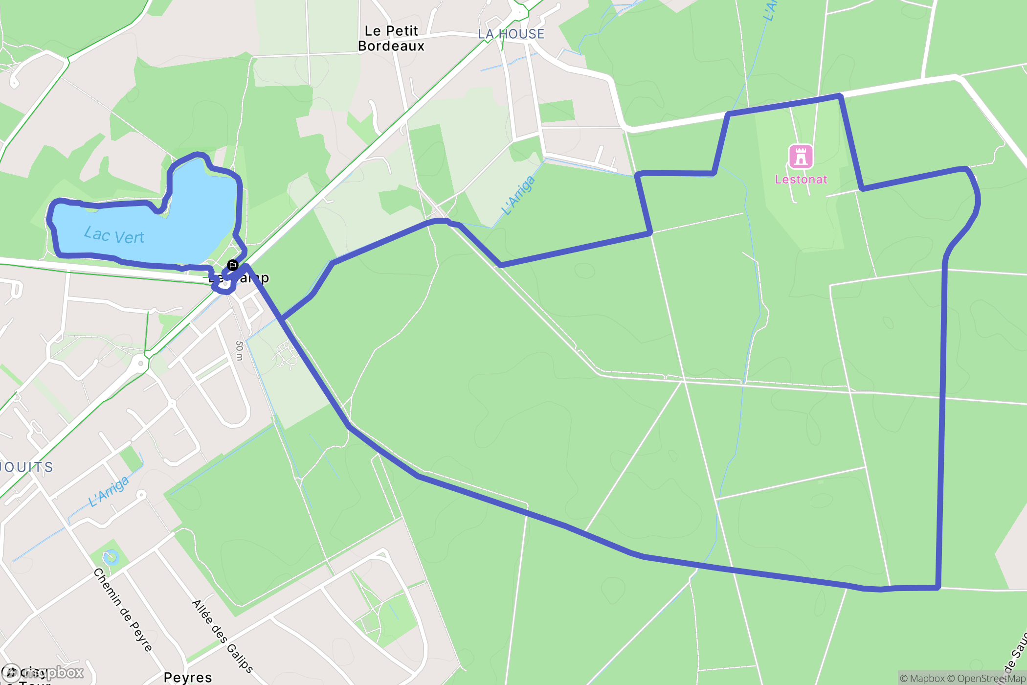 Cestas : carte du parcours de randonnée - France