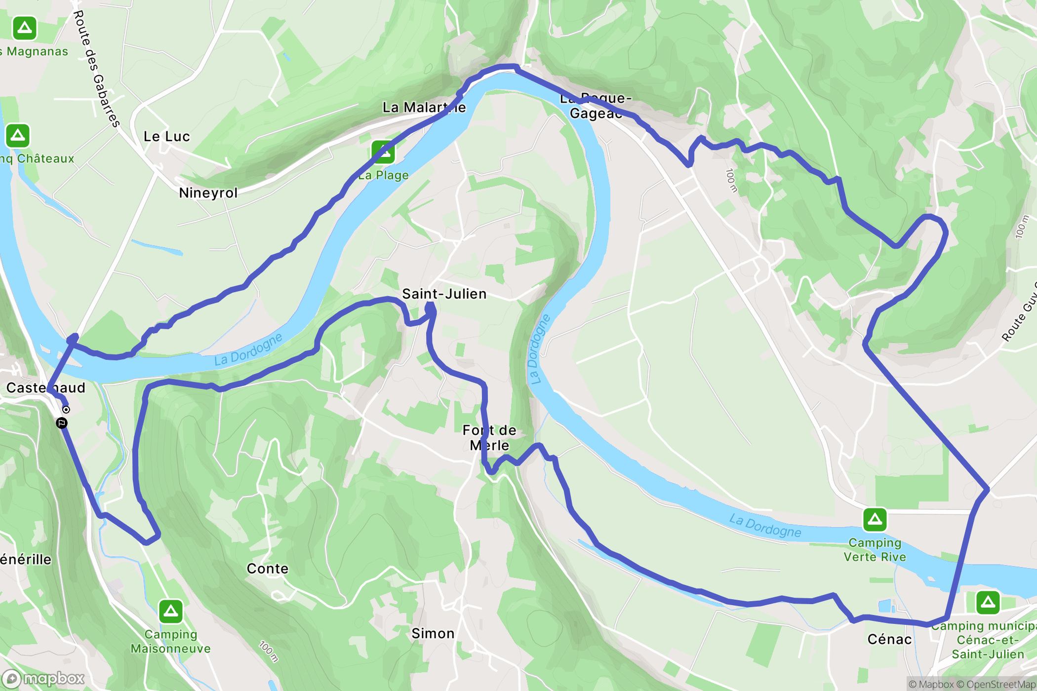 Castelnaud-la-Chapelle : carte du parcours de randonnée - France