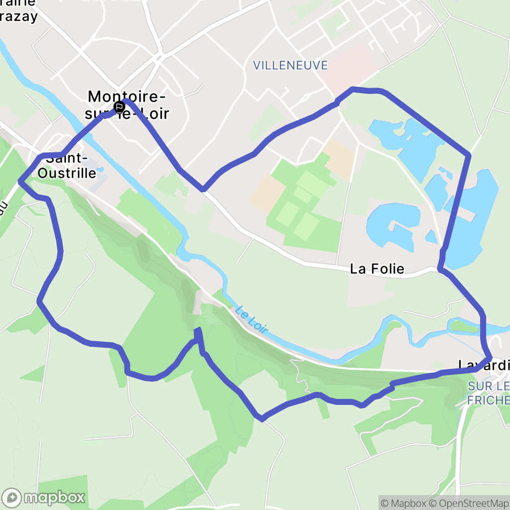 Montoire-sur-le-Loir : carte du parcours de randonnée - France