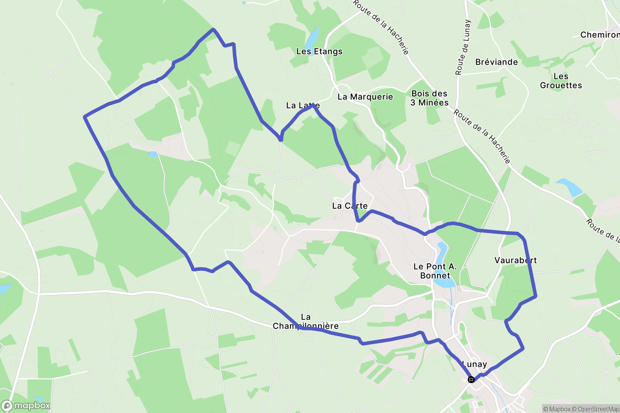 Lunay : carte du parcours de randonnée - France