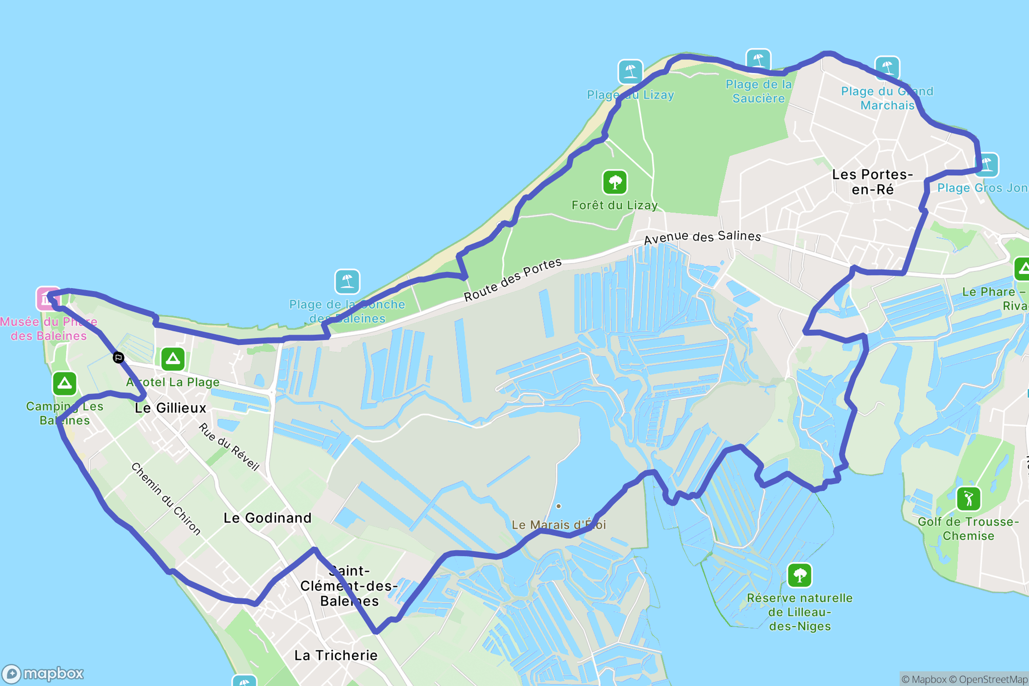 Saint-Clément-des-Baleines : carte du parcours de randonnée - France