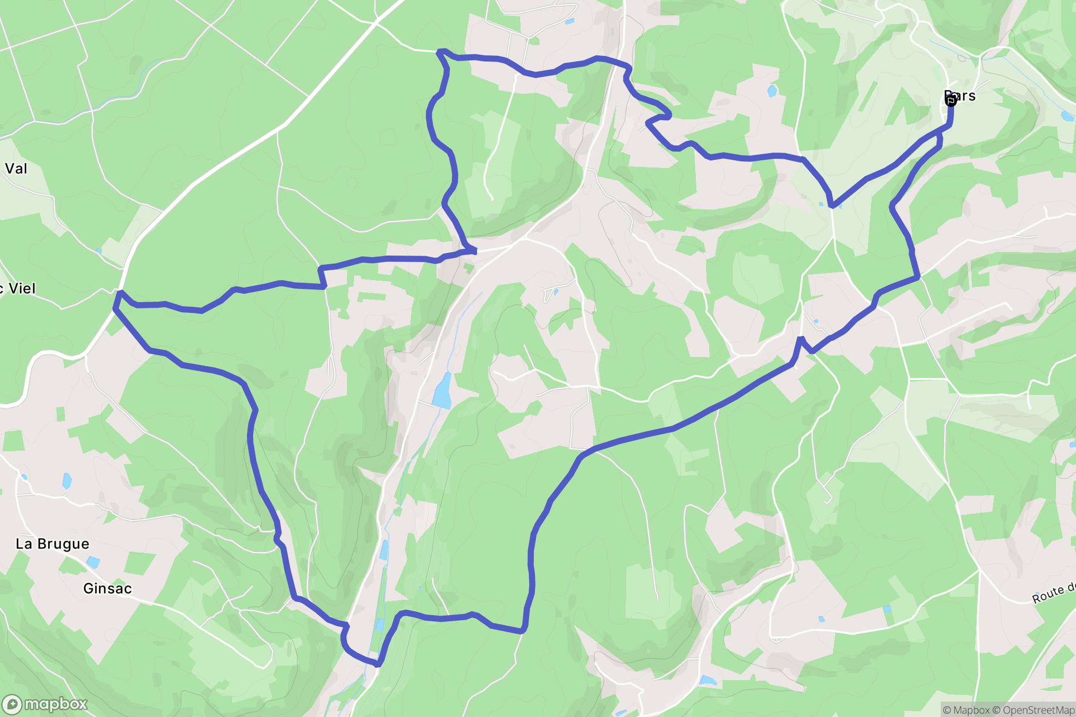 Bars : carte du parcours de randonnée - France