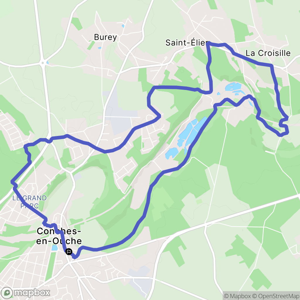 Conches-en-Ouche : carte du parcours de randonnée - France