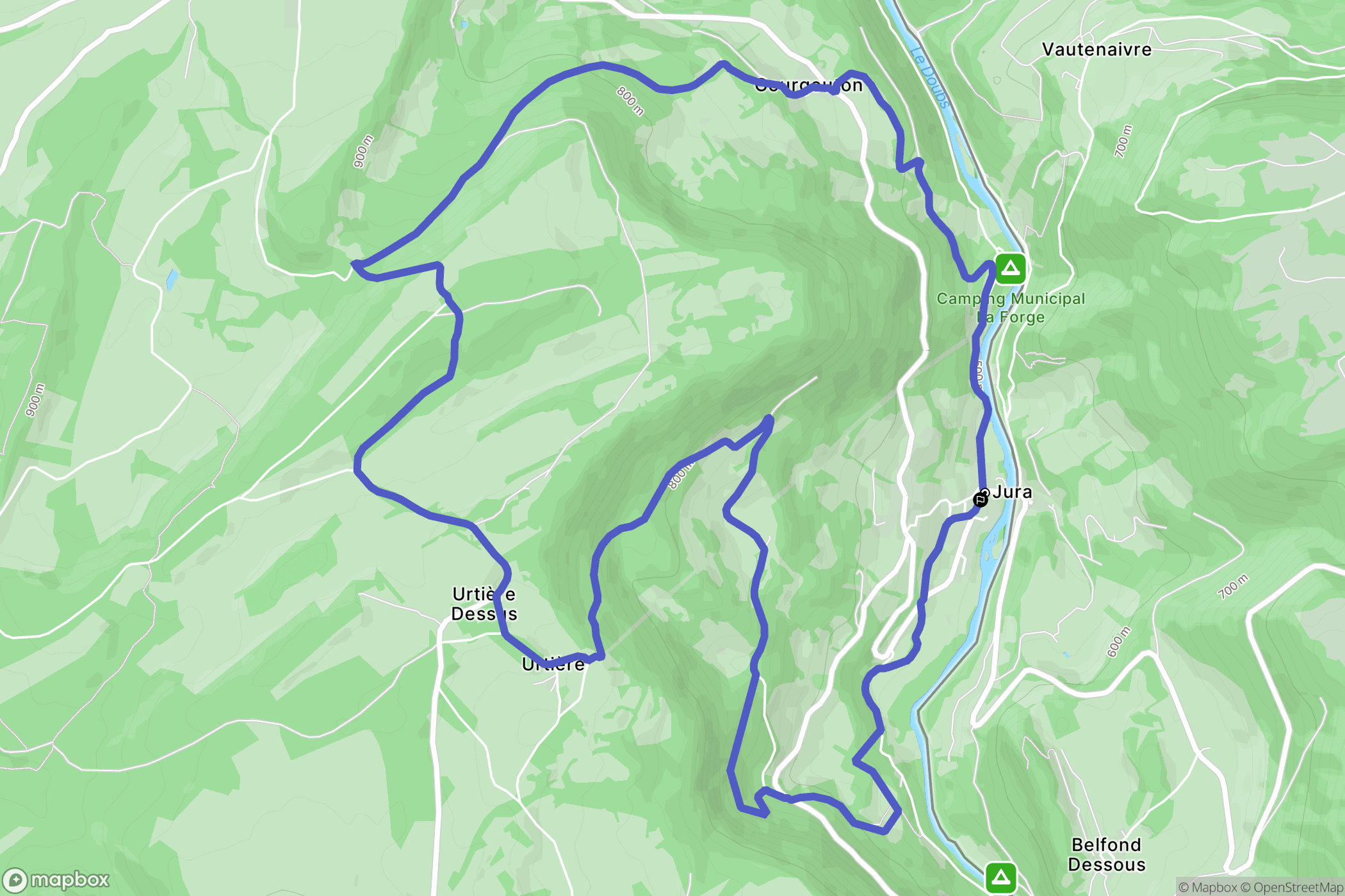 Goumois : carte du parcours de randonnée - France