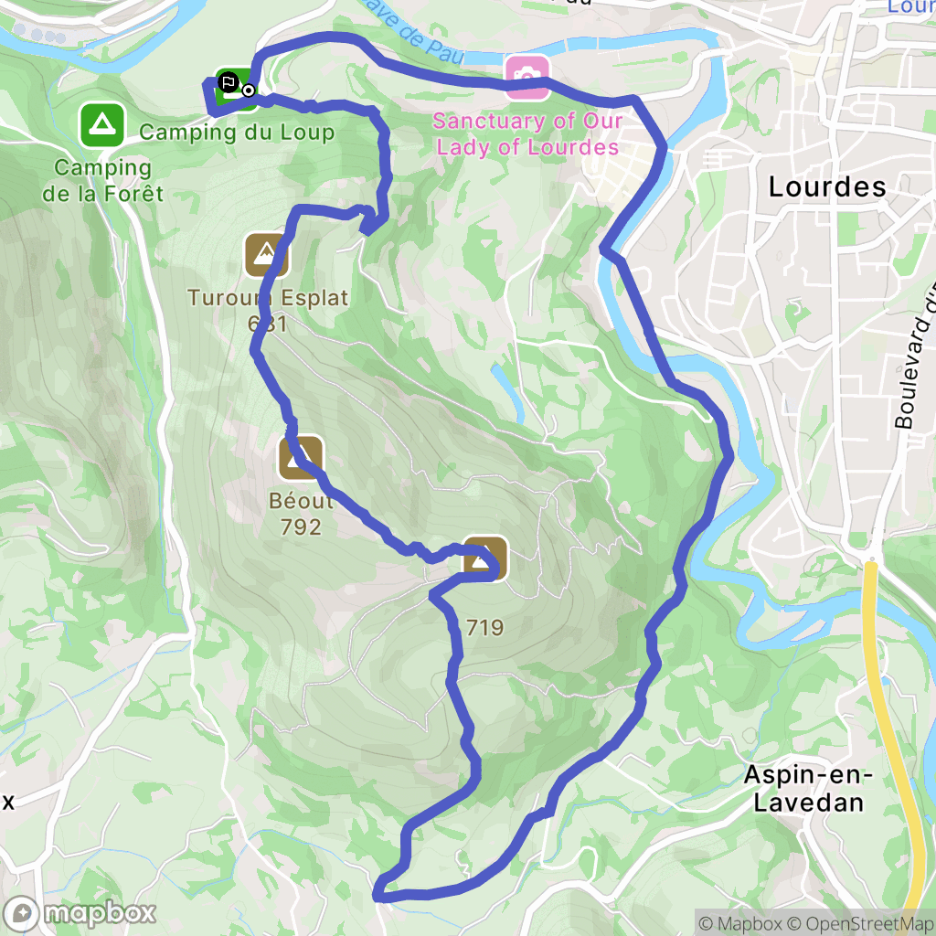 Camping du Loup, Lourdes : carte du parcours de randonnée - France