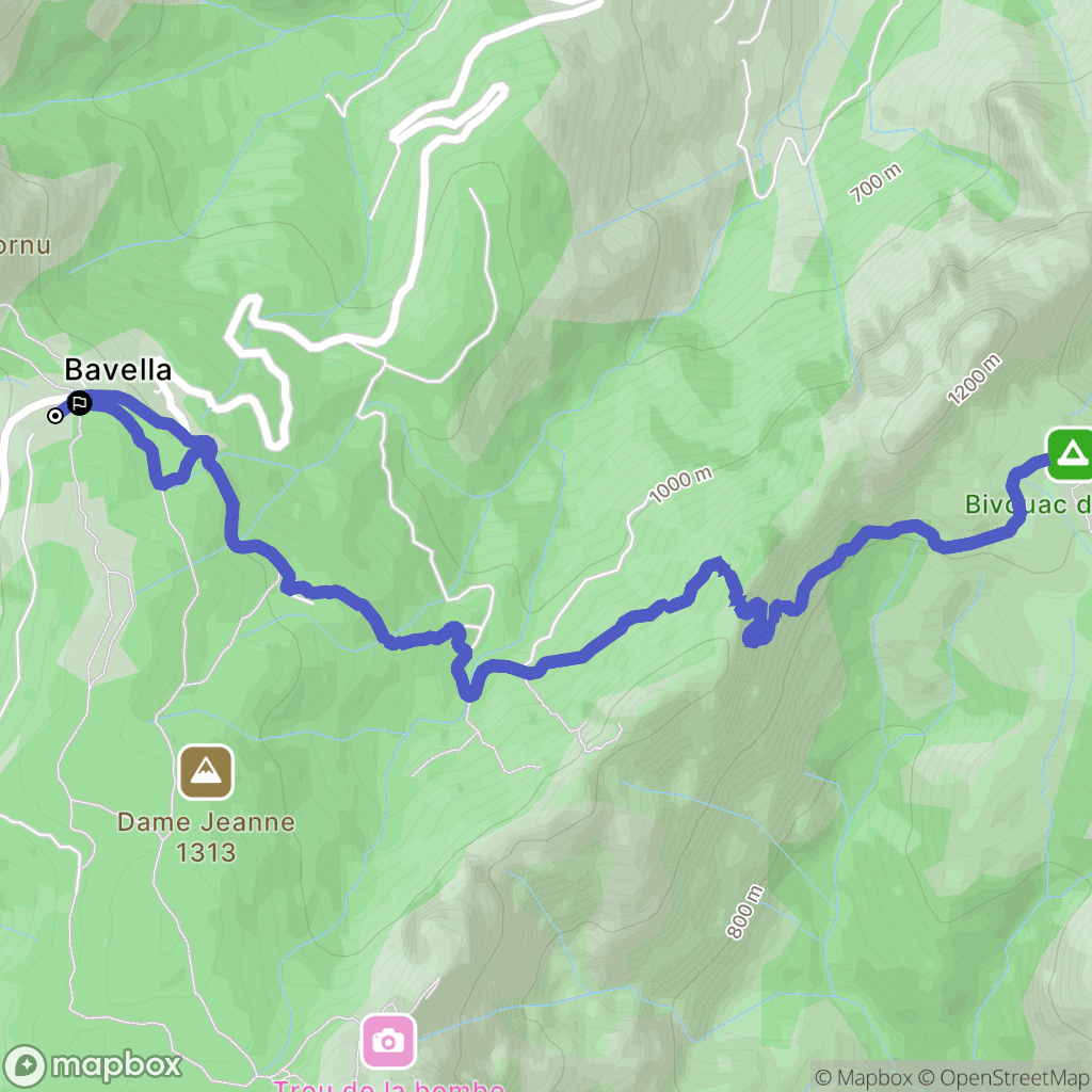 Quenza : carte du parcours de randonnée - France