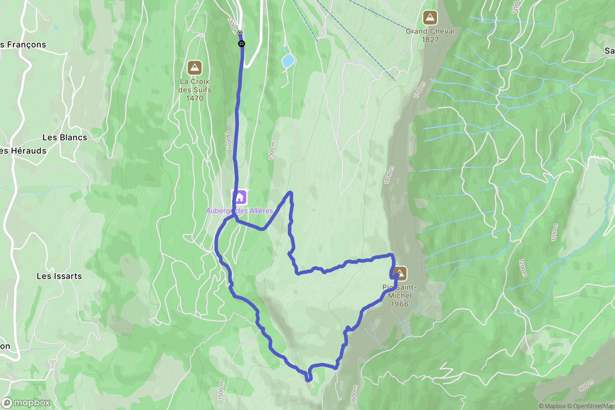 Lans en Vercors : carte du parcours de randonnée - France