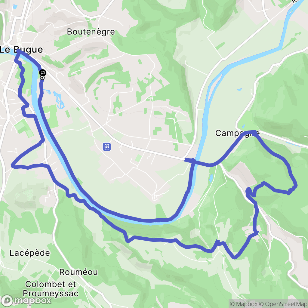 Le Bugue : carte du parcours de randonnée - France