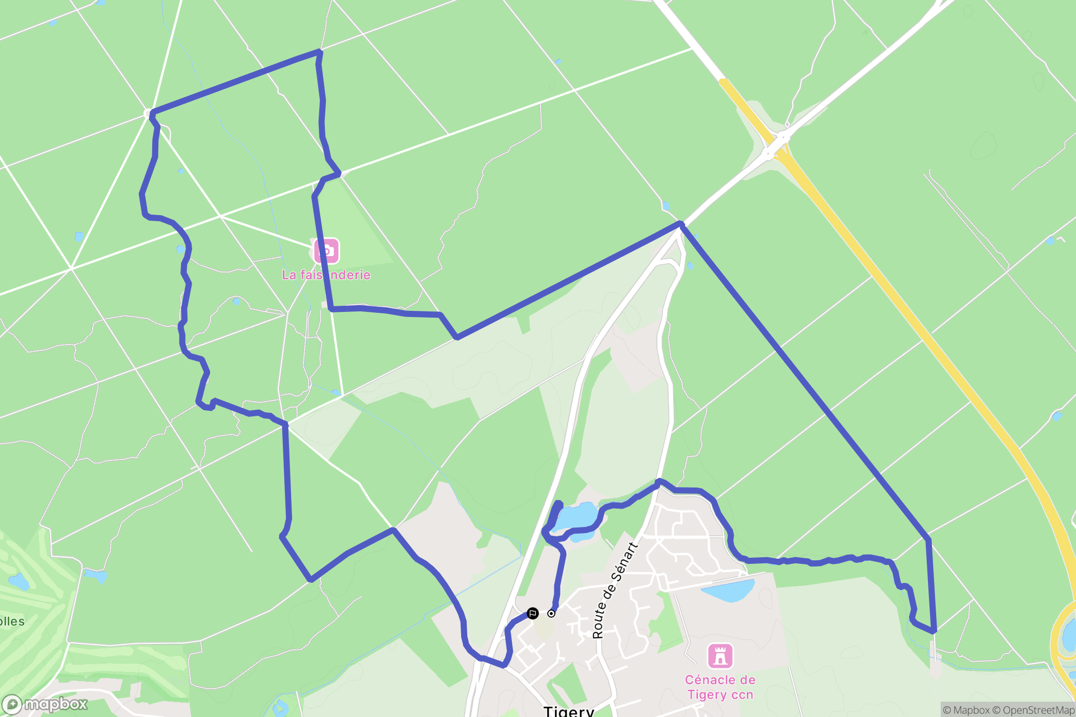 Tigery : carte du parcours de randonnée - France