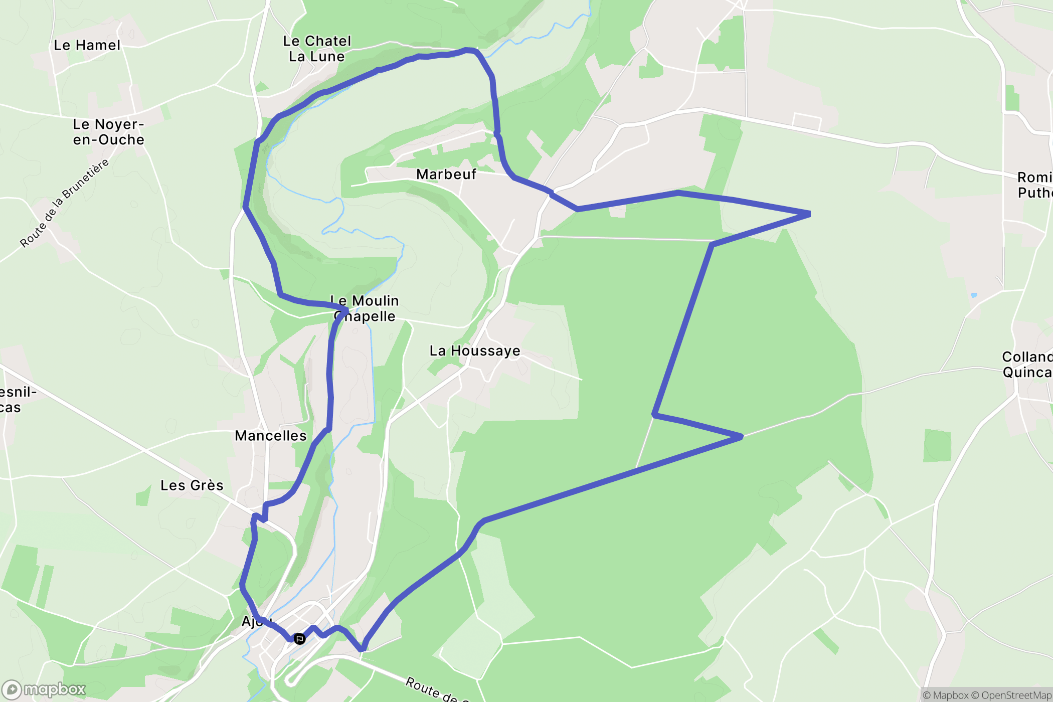 La Ferrière-sur-Risle : carte du parcours de randonnée - France