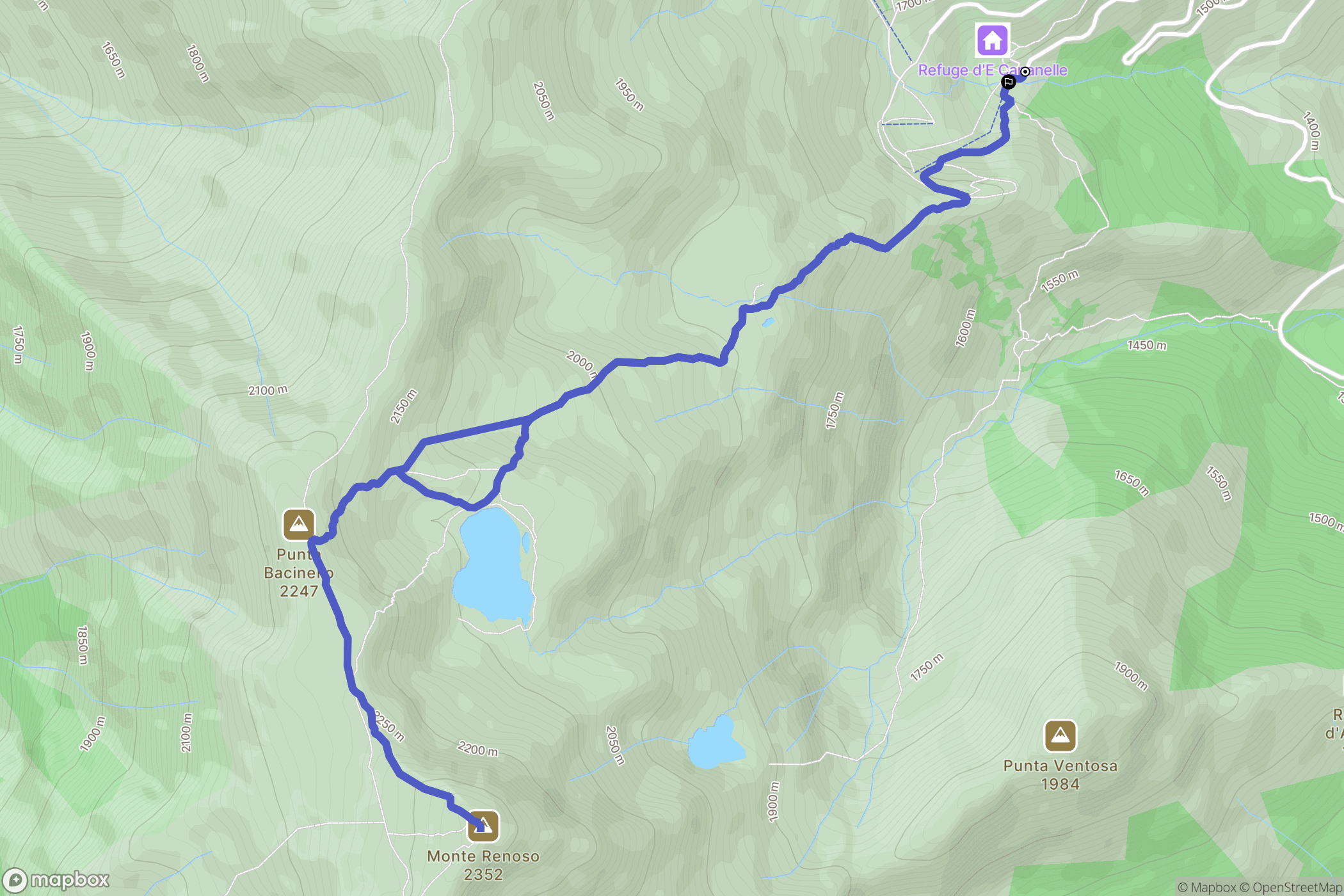 Ghisoni : carte du parcours de randonnée - France