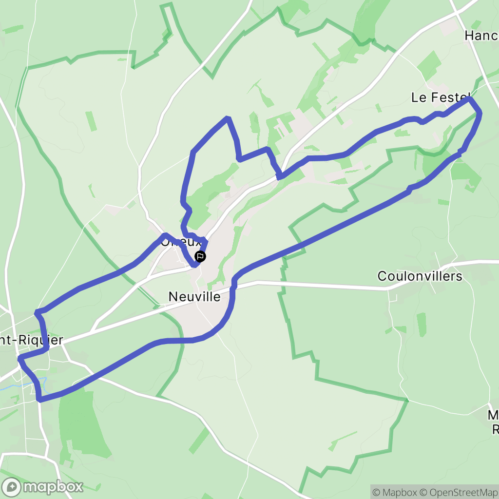 Oneux : carte du parcours de randonnée - France
