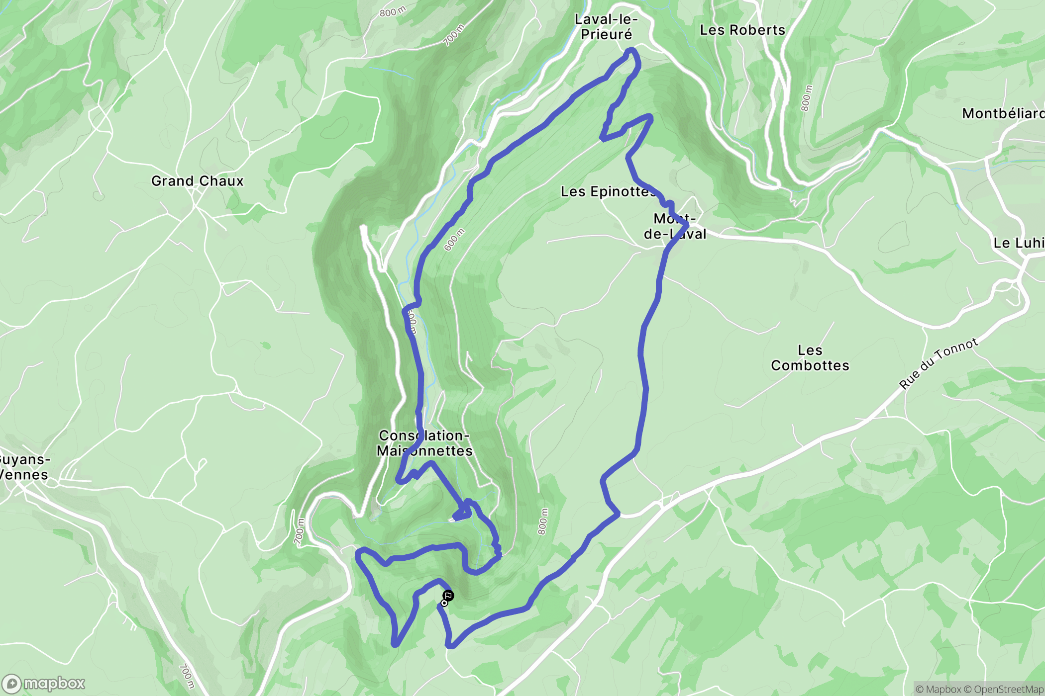 Consolation-Maisonnette : carte du parcours de randonnée - France