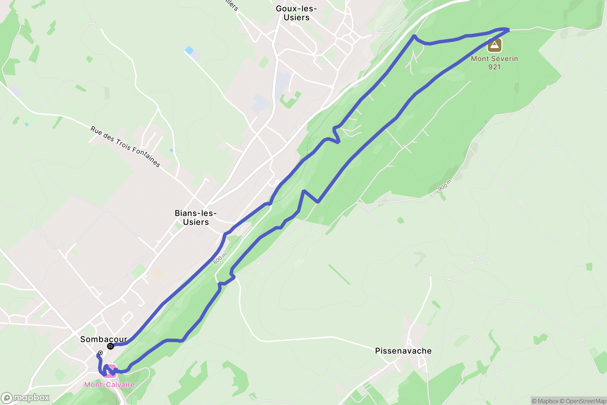 Sombacour : carte du parcours de randonnée - France
