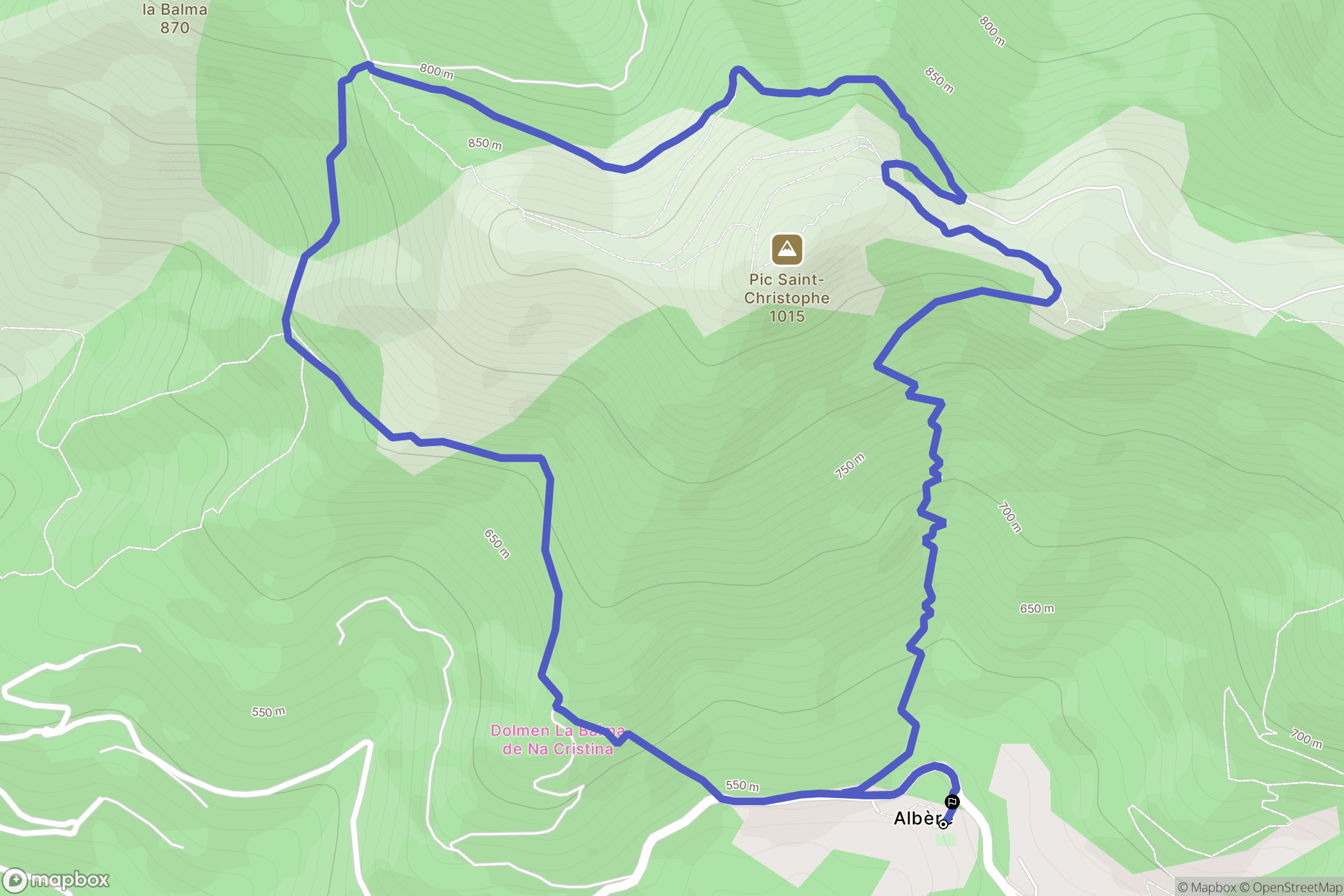 L'Albère : carte du parcours de randonnée - France
