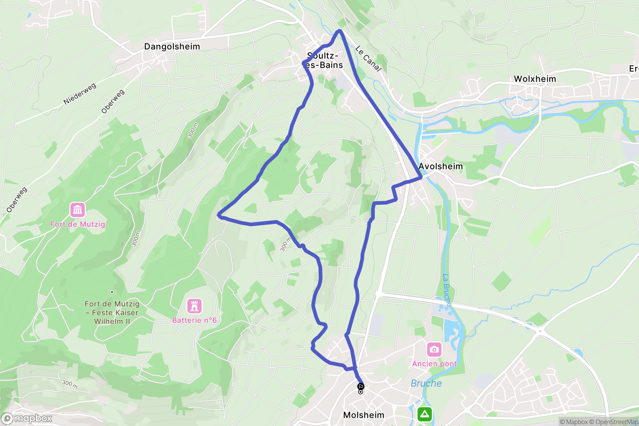 Molsheim : carte du parcours de randonnée - France