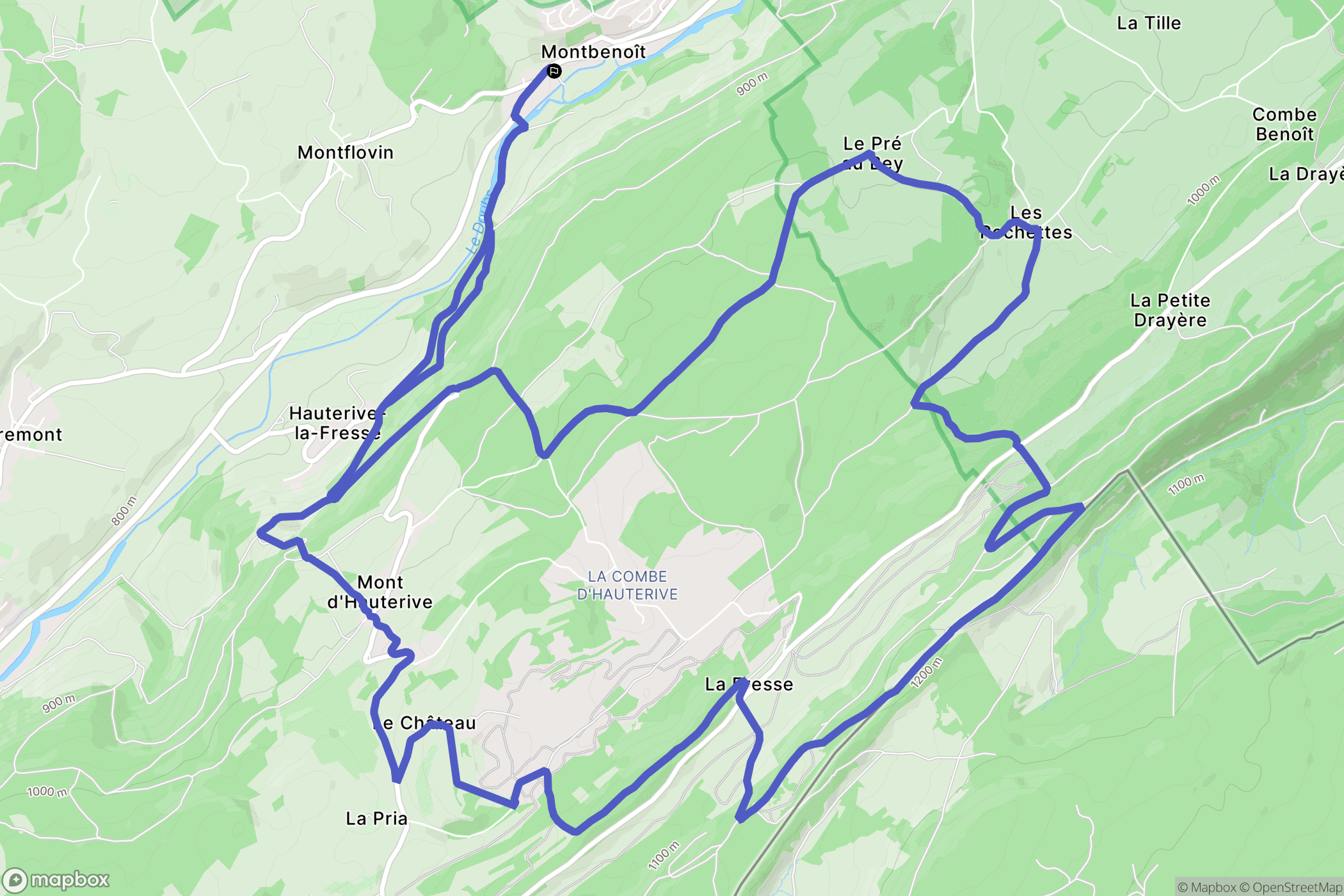 Montbenoît : carte du parcours de randonnée - France