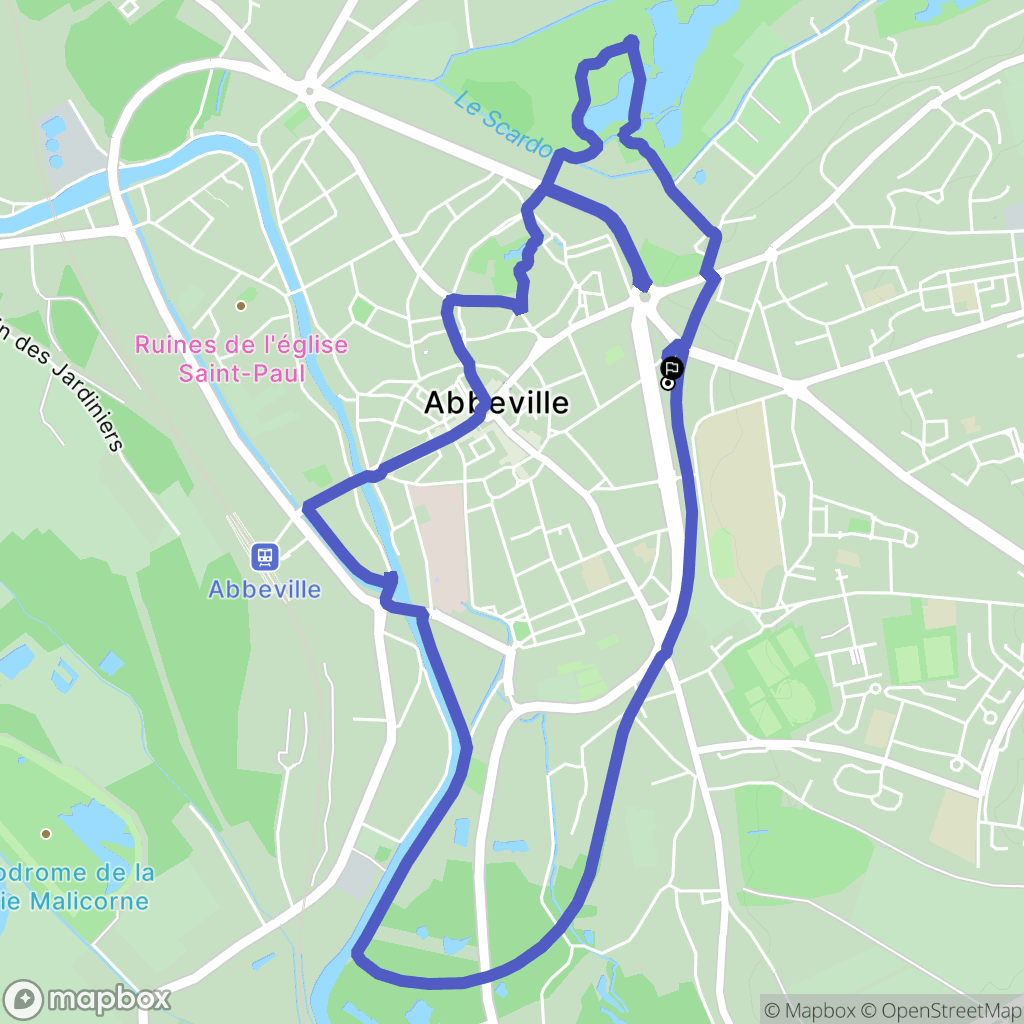 Abbeville : carte du parcours de randonnée - France
