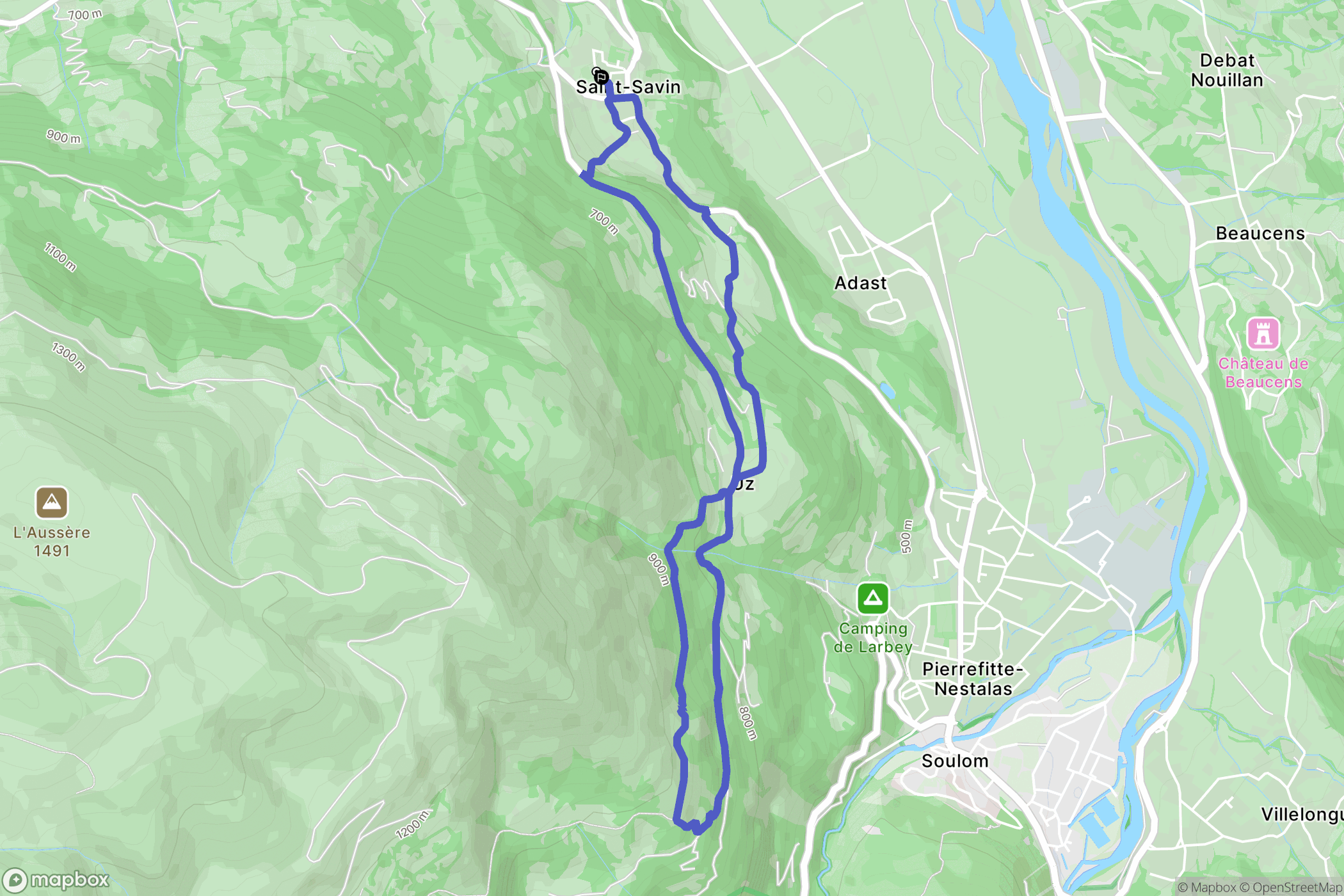 Saint-Savin : carte du parcours de randonnée - France
