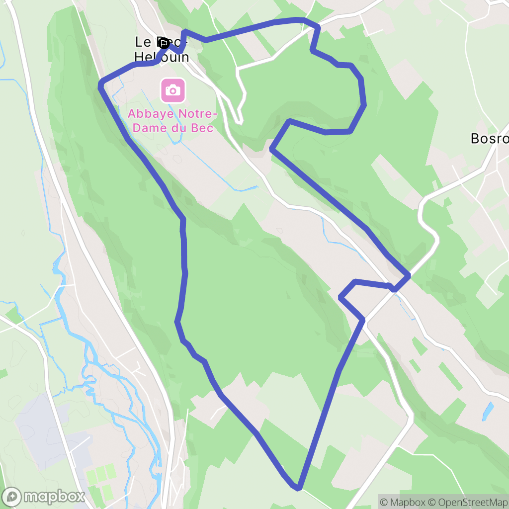 Le Bec-Hellouin : carte du parcours de randonnée - France