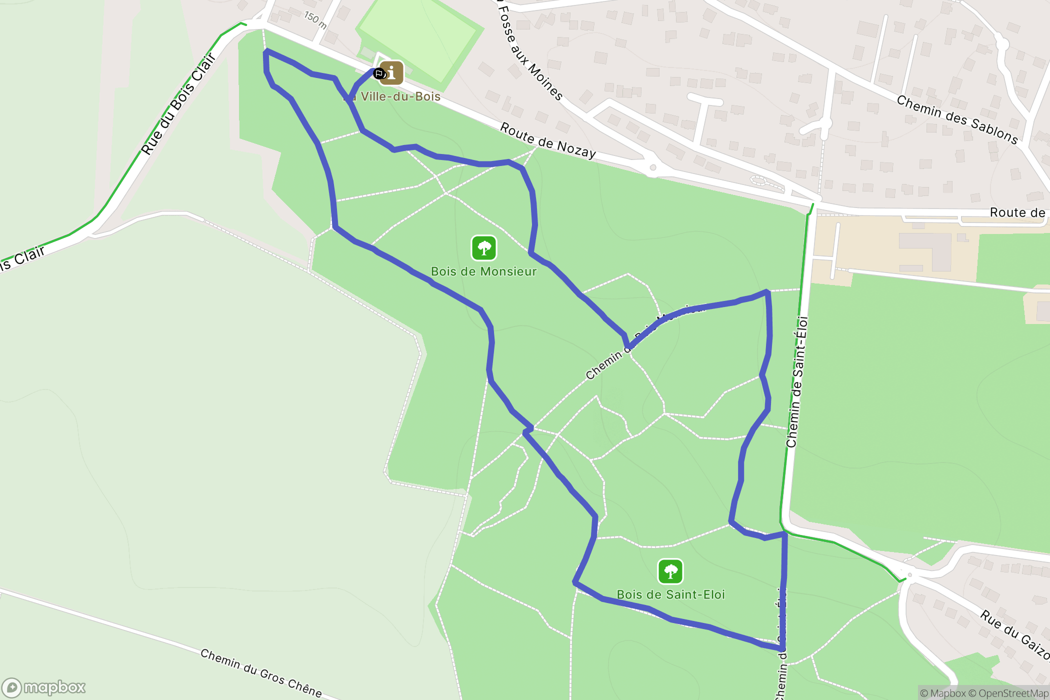 La ville-du-Bois : carte du parcours de randonnée - France