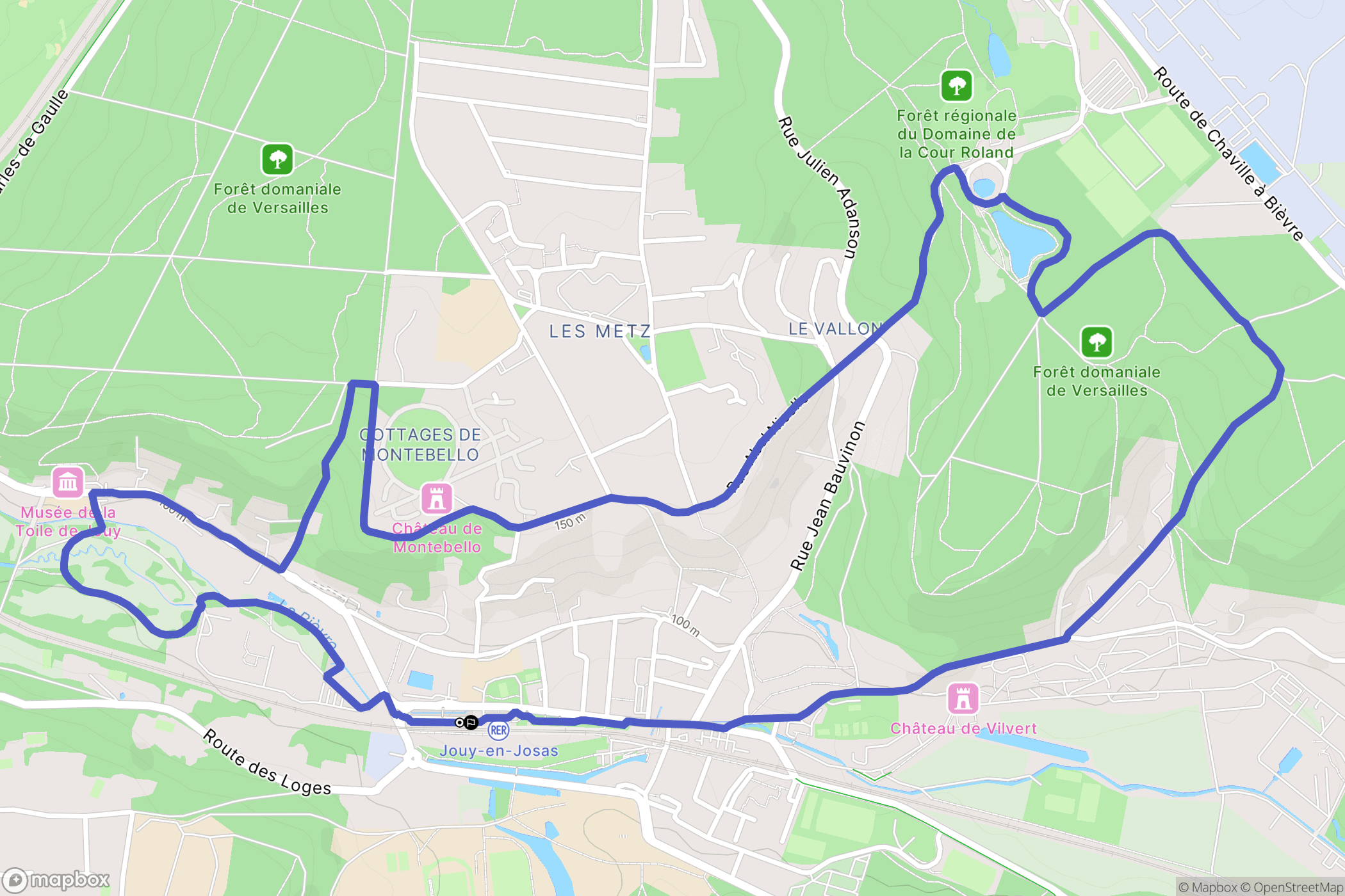 Jouy-en-Josas : carte du parcours de randonnée - France