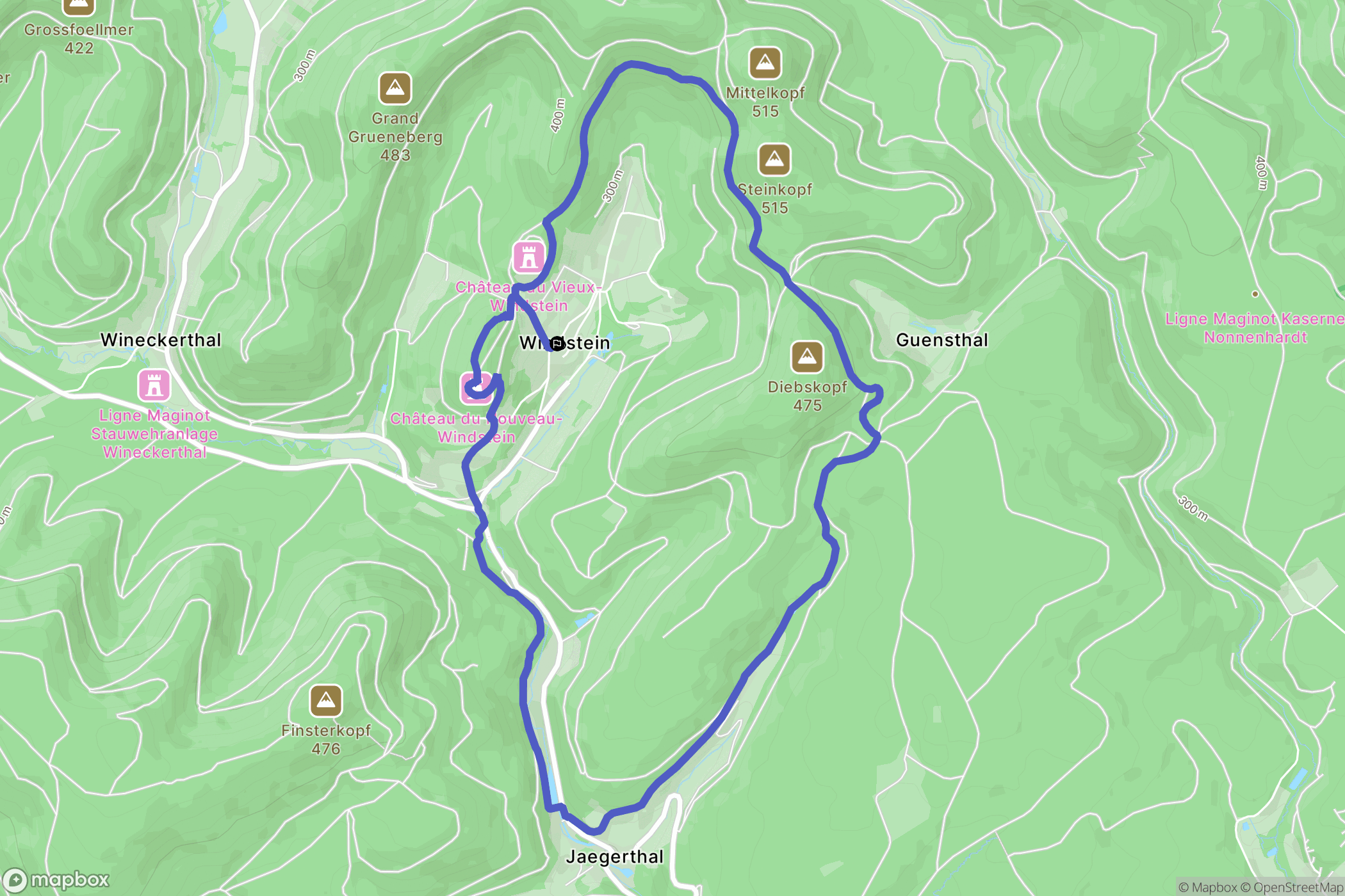 Windstein : carte du parcours de randonnée - France