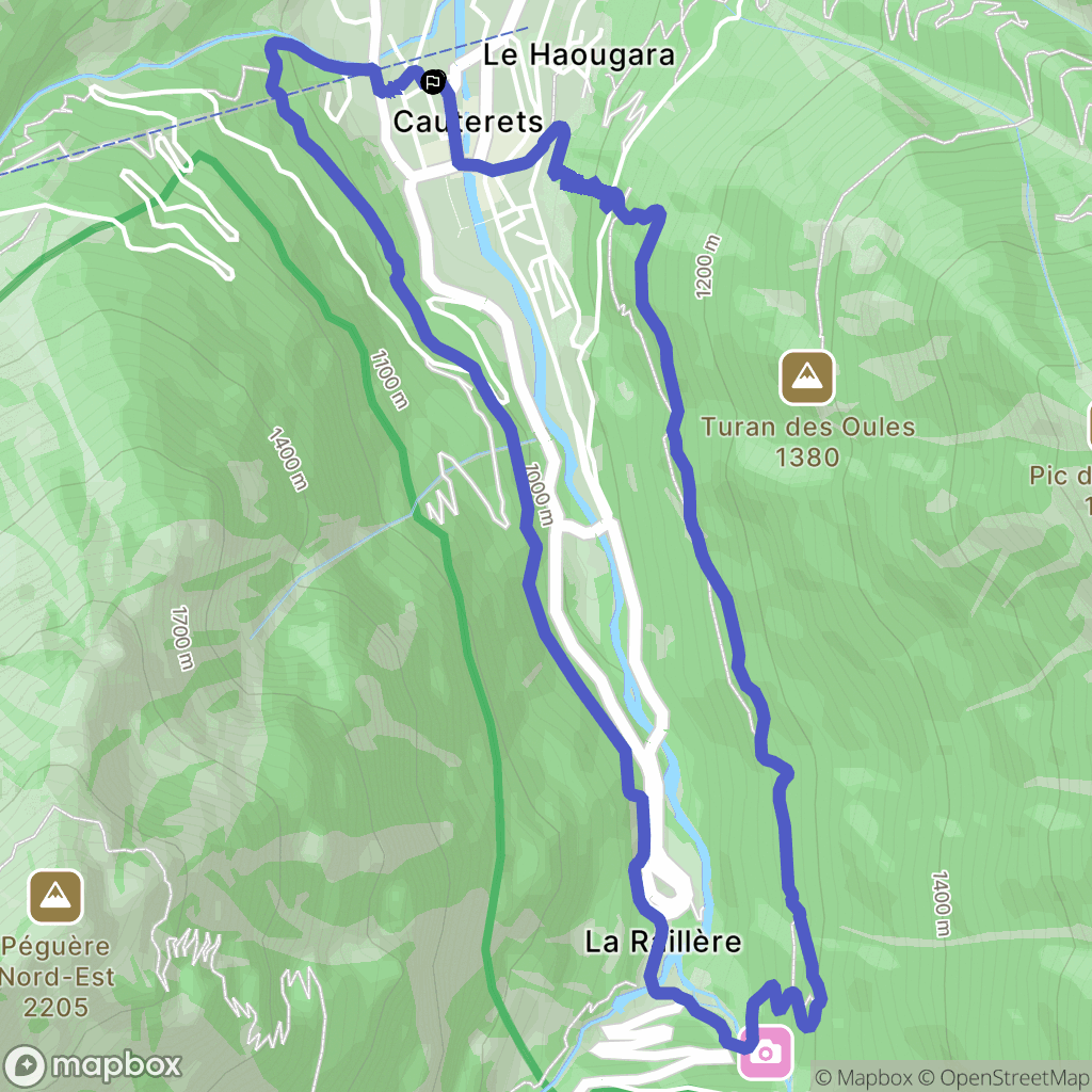 Cauterets : carte du parcours de randonnée - France