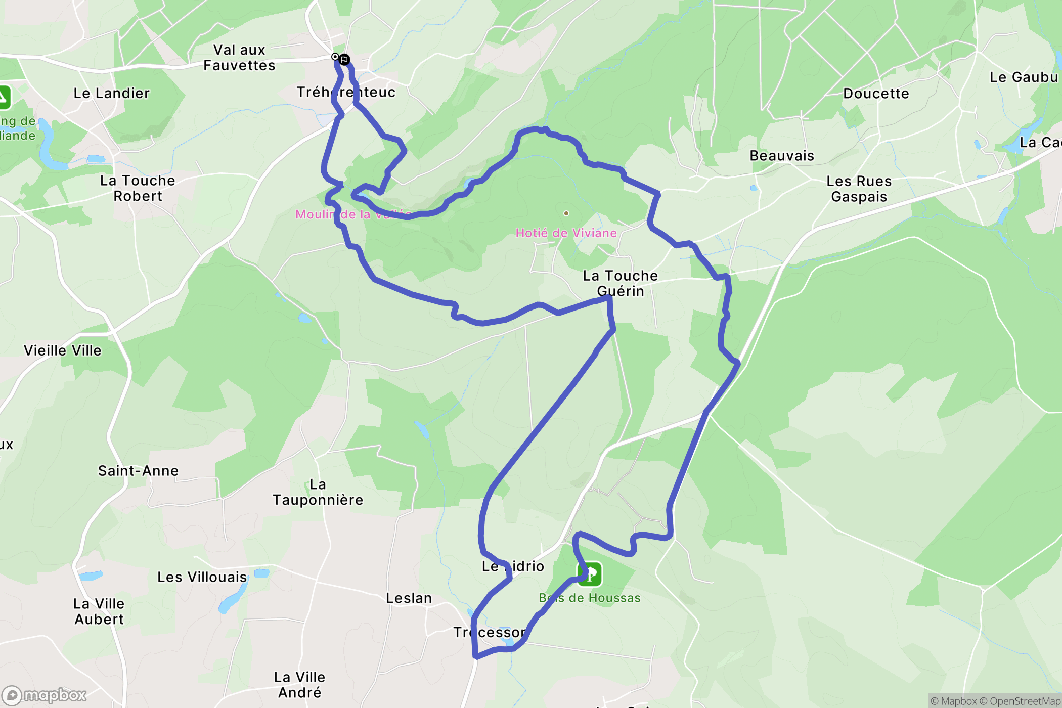 Tréhorenteuc : carte du parcours de randonnée - France