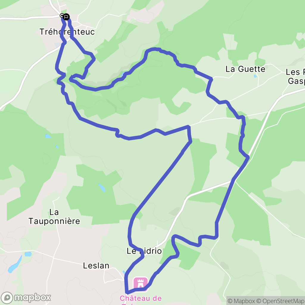 Tréhorenteuc : carte du parcours de randonnée - France