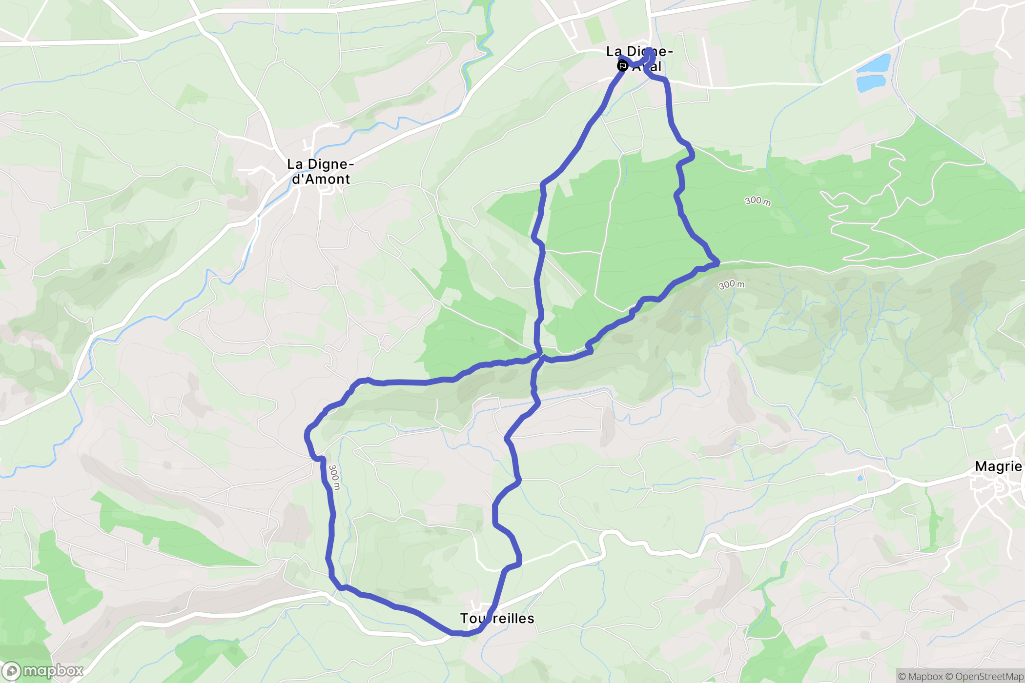 La Digne-d'Aval : carte du parcours de randonnée - France