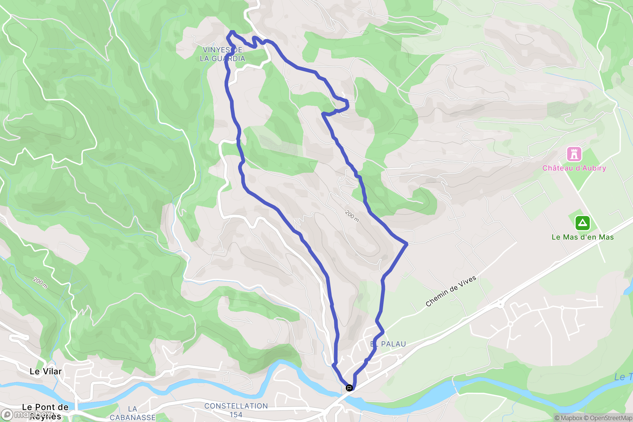 Céret : carte du parcours de randonnée - France