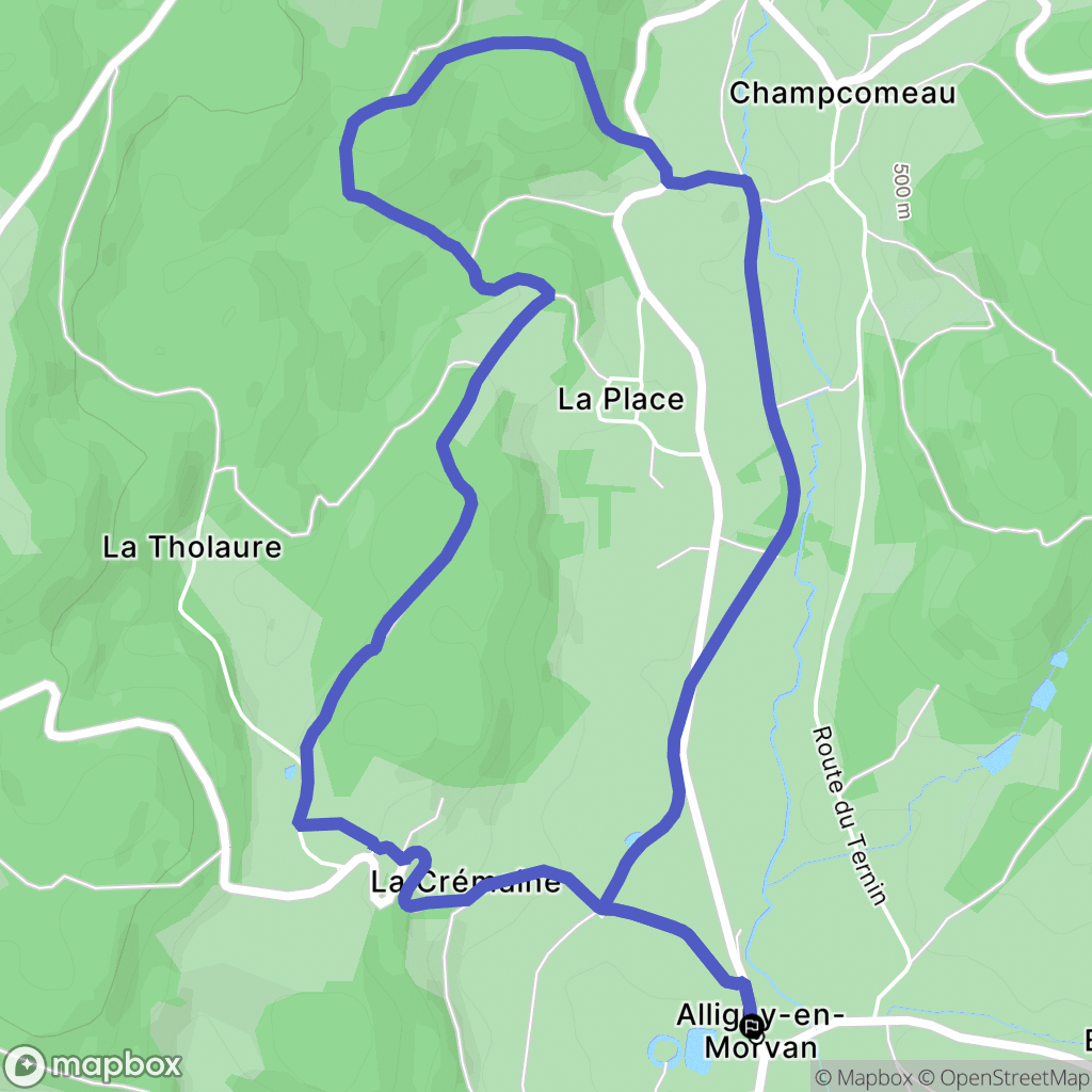 Alligny-en-Morvan : carte du parcours de randonnée - France