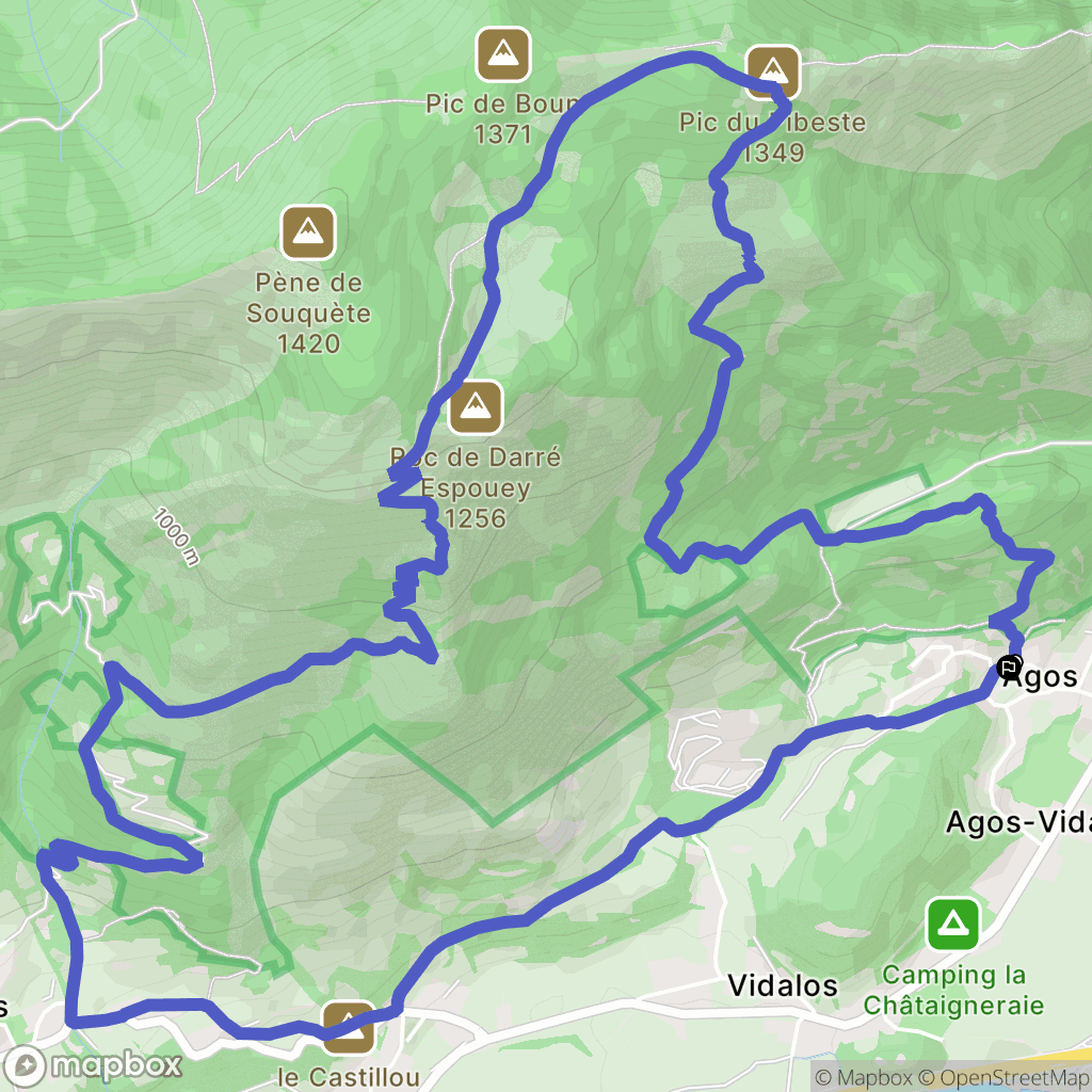 Agos-Vidalos : carte du parcours de randonnée - France