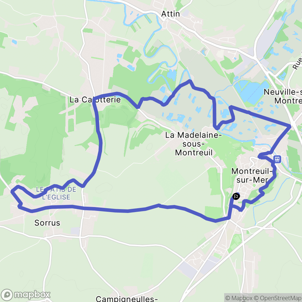Montreuil-sur-Mer : carte du parcours de randonnée - France