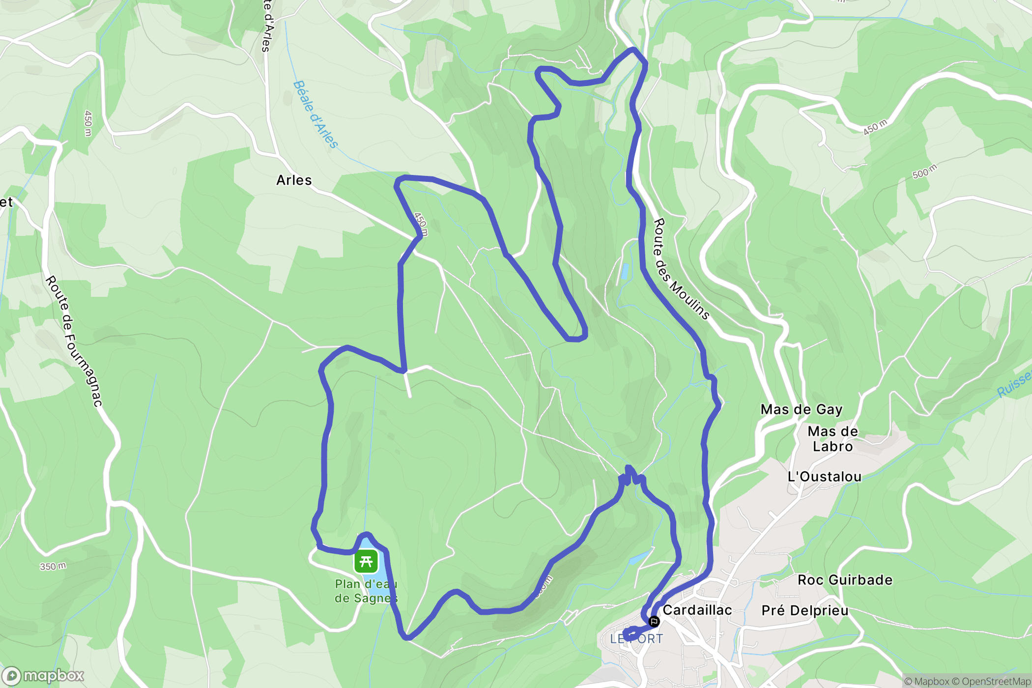 Cardaillac : carte du parcours de randonnée - France