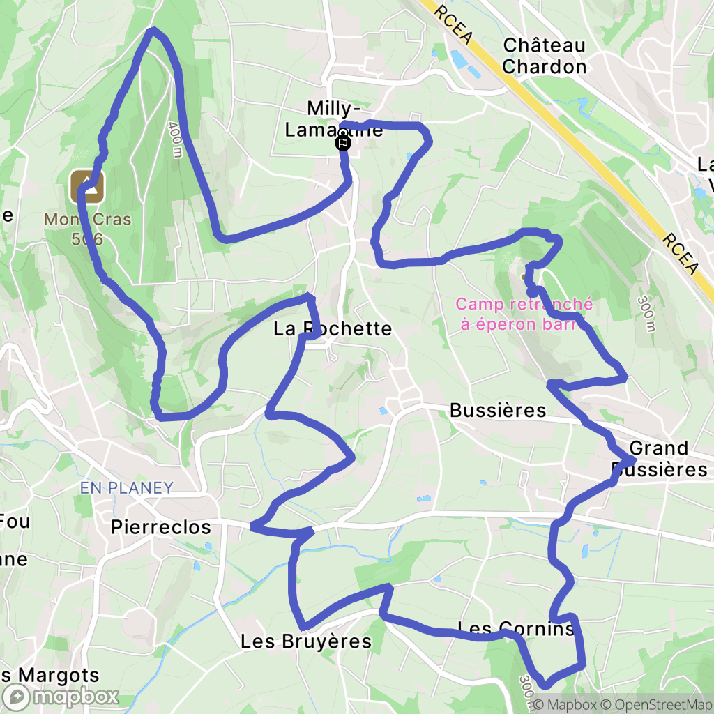 Milly-Lamartine : carte du parcours de randonnée - France