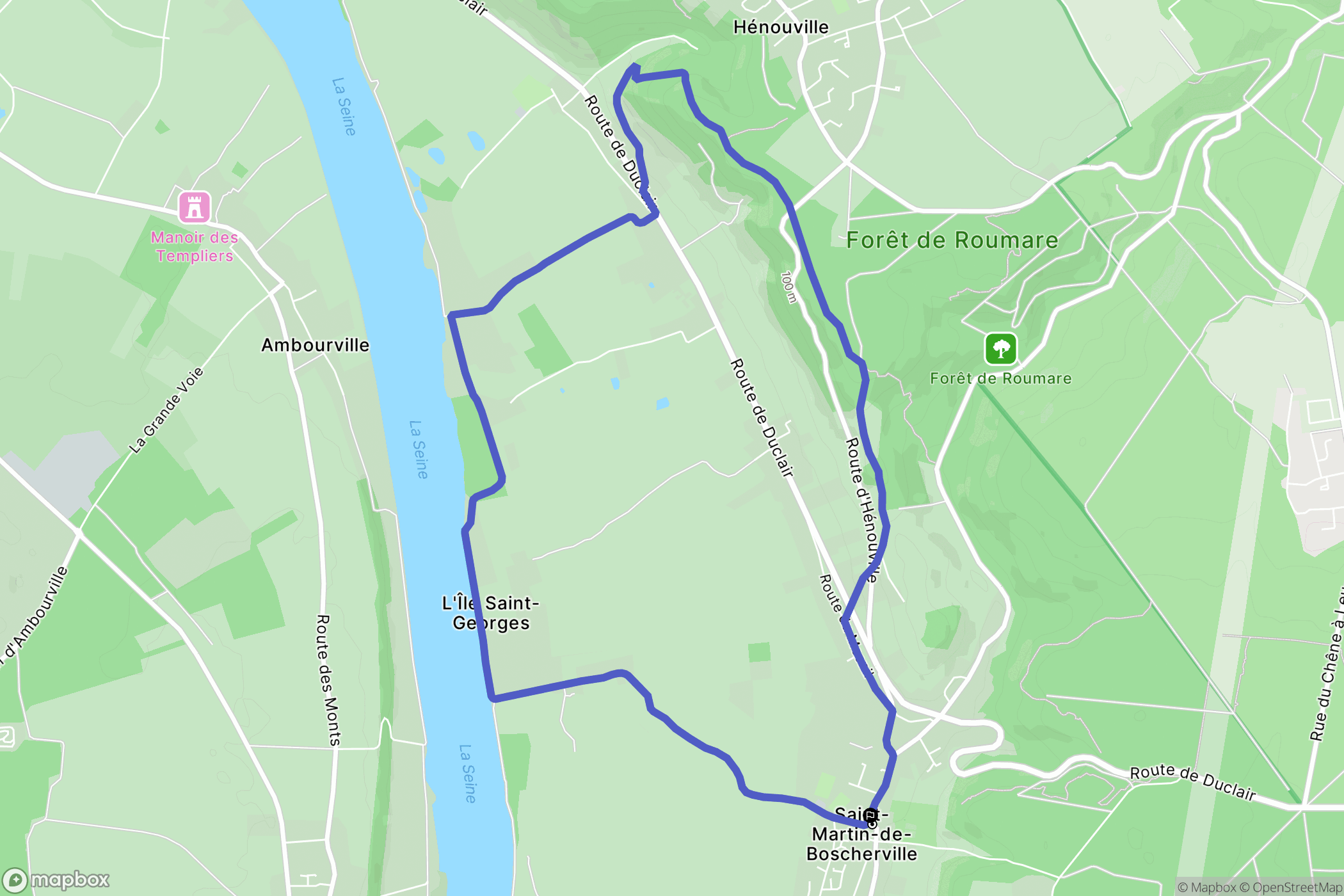 Saint-Martin-de-Boscherville : carte du parcours de randonnée - France