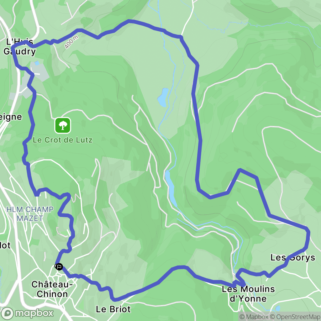 Château-Chinon(Ville) : carte du parcours de randonnée - France