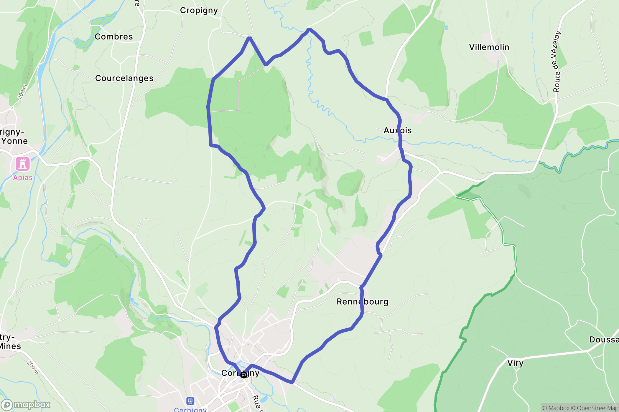 Corbigny : carte du parcours de randonnée - France